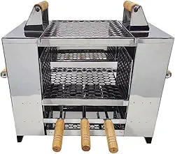 Churrasqueira Ecológica Sem Fumaça Apartamento Grande 3 Andares Em Aço Inox Com 2 Grelhas 3 Espetos para Bancada Embutir