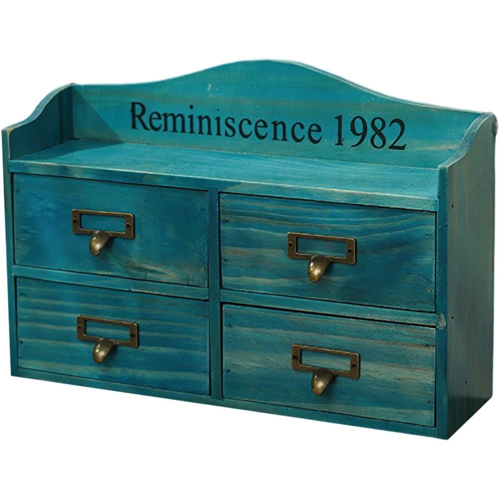Organiseur de bureau avec tiroirs en bois durable et poignées métal