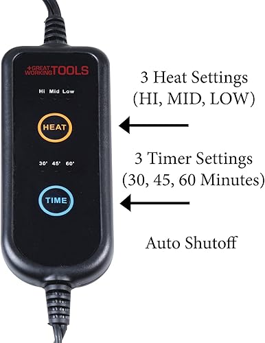 Miniatura 2 de GREAT WORKING TOOLS Manta térmica para auto, manta térmica de 12 V para auto, manta eléctrica de 12 V, lavable, 3 ajustes de calor, apagado