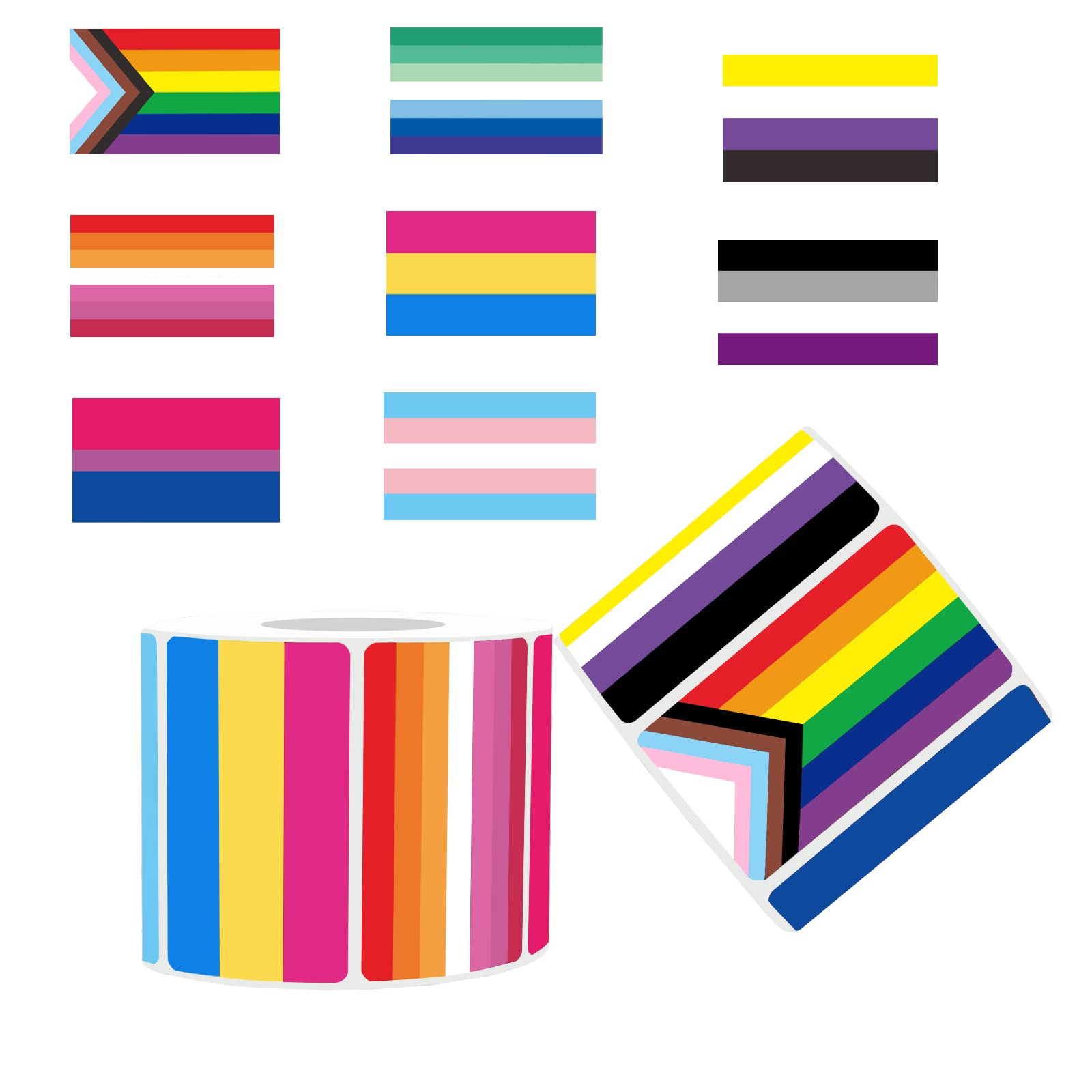 MEPLUM Pride Stickers 1000 Pieces, LGBTQ+ Flag Stickers Pack Roll for Transgender Lesbian Bi Nonbinary Gay Pan ACE Stuff Parade Accessories Present (