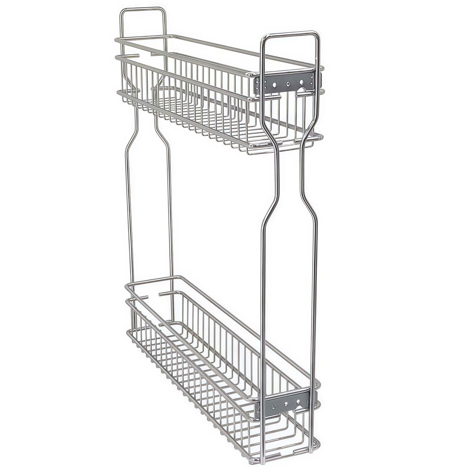 Organizador de especias extraíble de 2 niveles, unidad de almacenamiento deslizante para debajo del gabinete, ahorro de espacio de gabinete estrecho, almacenamiento de cajones de cocina para el hogar