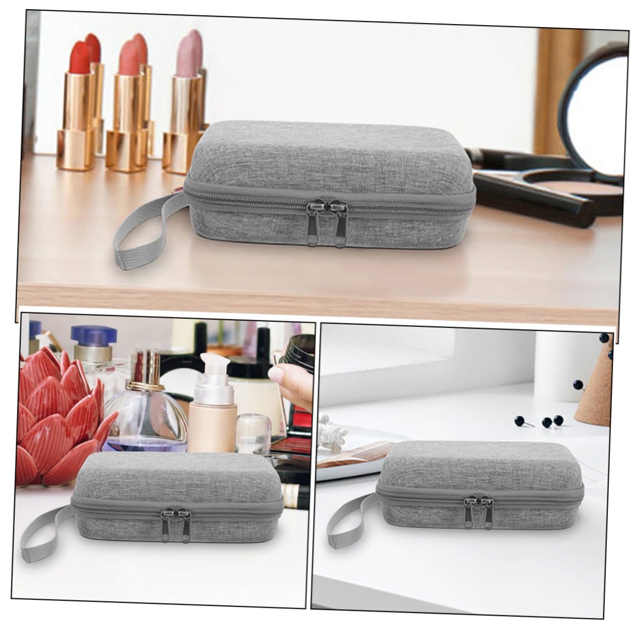 Angoily Kosmetiktasche mit Großem Fassungsvermögen 2 Stück mit Griffdesign Nylon und Schwamm Material Elegantes und Modisches Design Praktische Reise Handtasche für Frauen