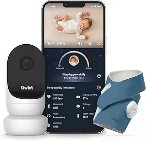 Owlet Dream Duo 2 Smart Baby Monitor - HD Video Baby Monitor with 2nd Generation Camera & Dream Sock: Only Baby Monitor to Track Heart Rate & Average Oxygen as Sleep Quality Indicators