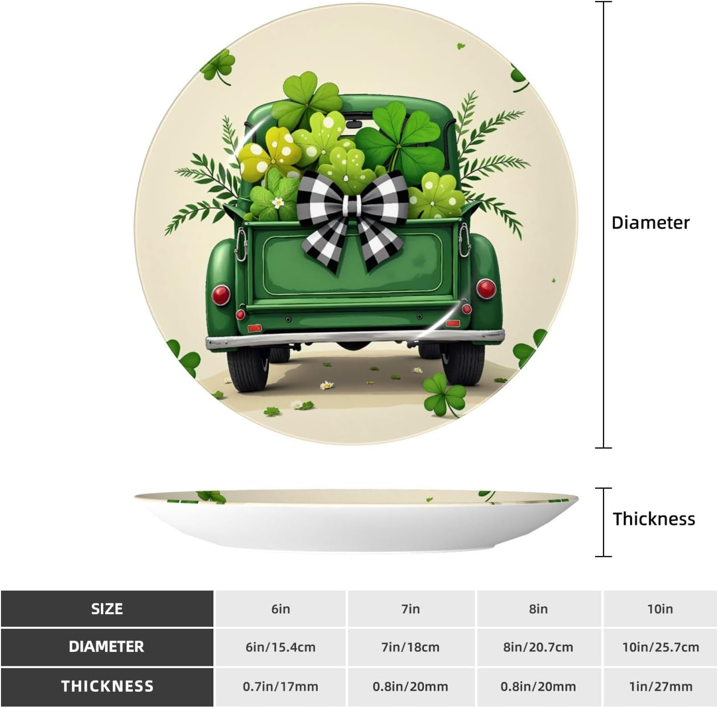 Saint Patrick Lucky Style Ceramic Plate Display Decorative Plate With Stand Wall Hanging Plate For Home Decor 10 Inch