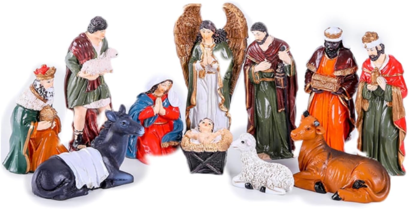 Resin Nativity Set Christmas Village Sets Nativity Scene Nativity Sets & Figures Nativity Set Outdoor Home Decoration Collection Gifts Holidays Decor (C)