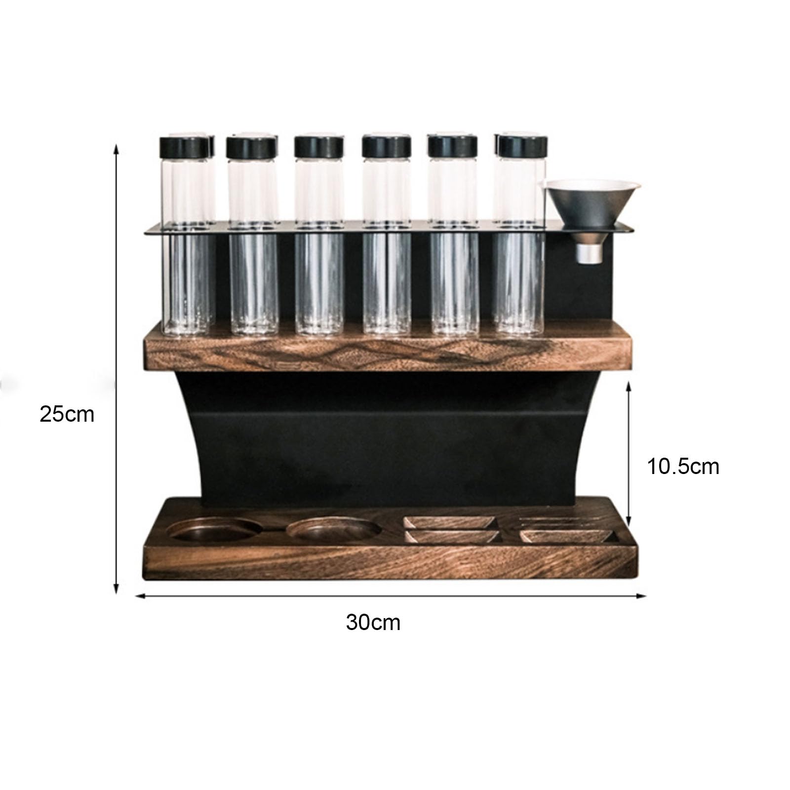 Organizador De Granos De Café De Madera con 12 Tubos, Contenedor PortáTil para Dosis Individuales, 3 Orificios para El Recipiente De Polvo & 2 Rejillas De DistribucióN De Agua