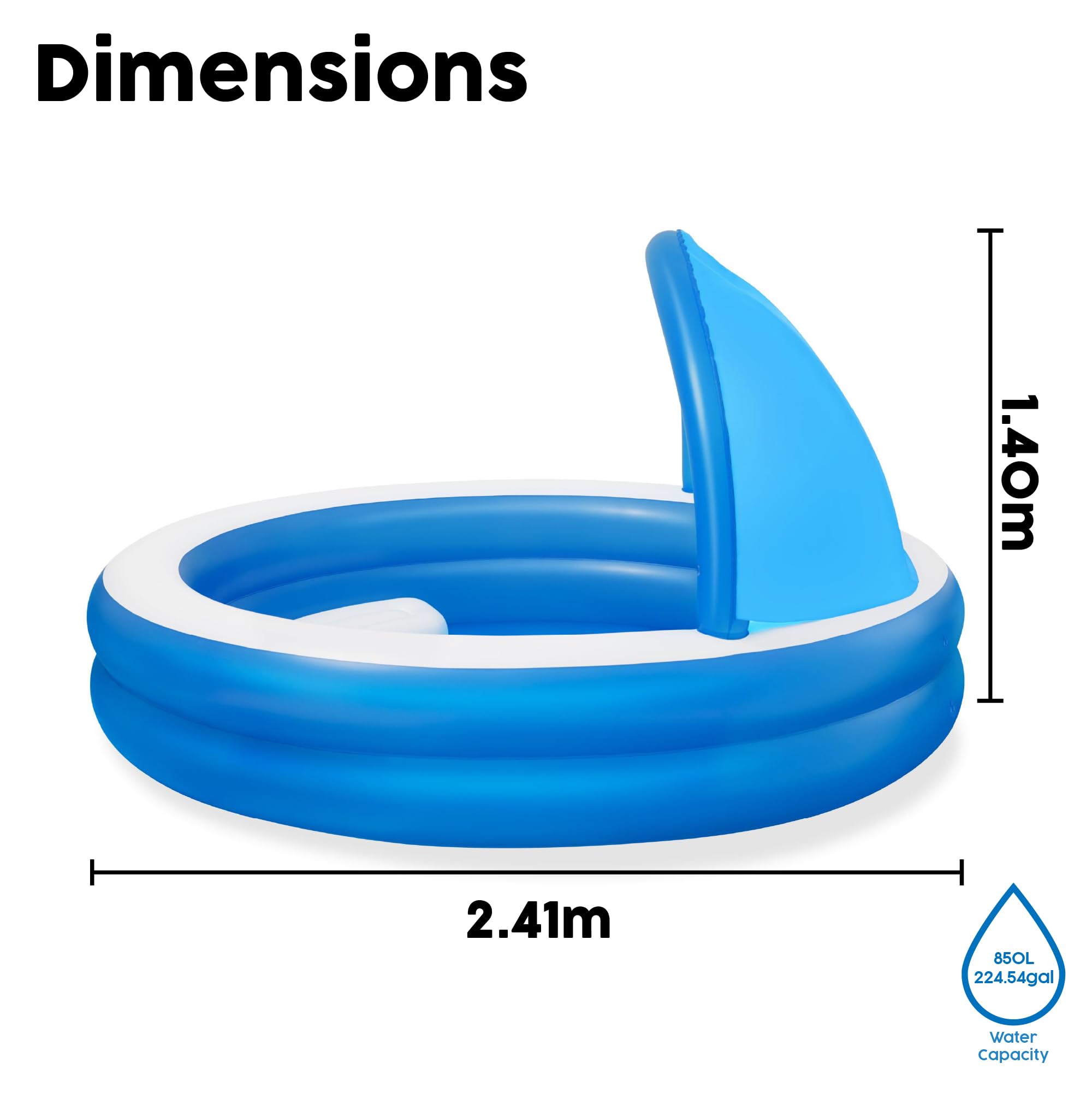 Bestway® 7'11" x 7'11" x 55"/2.41m x 2.41m x 1.40m Summer Days Family Pool