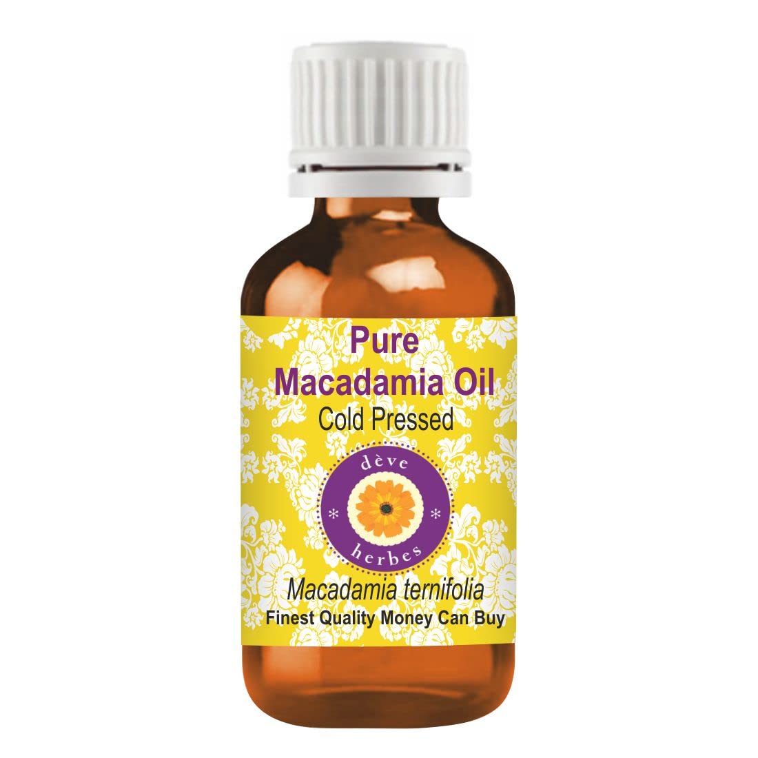 Deve Herbes Pure Macadamia Oil (Macadamia ternifolia) Cold Pressed Natural Therapeutic Grade 15ml (0.50 oz)