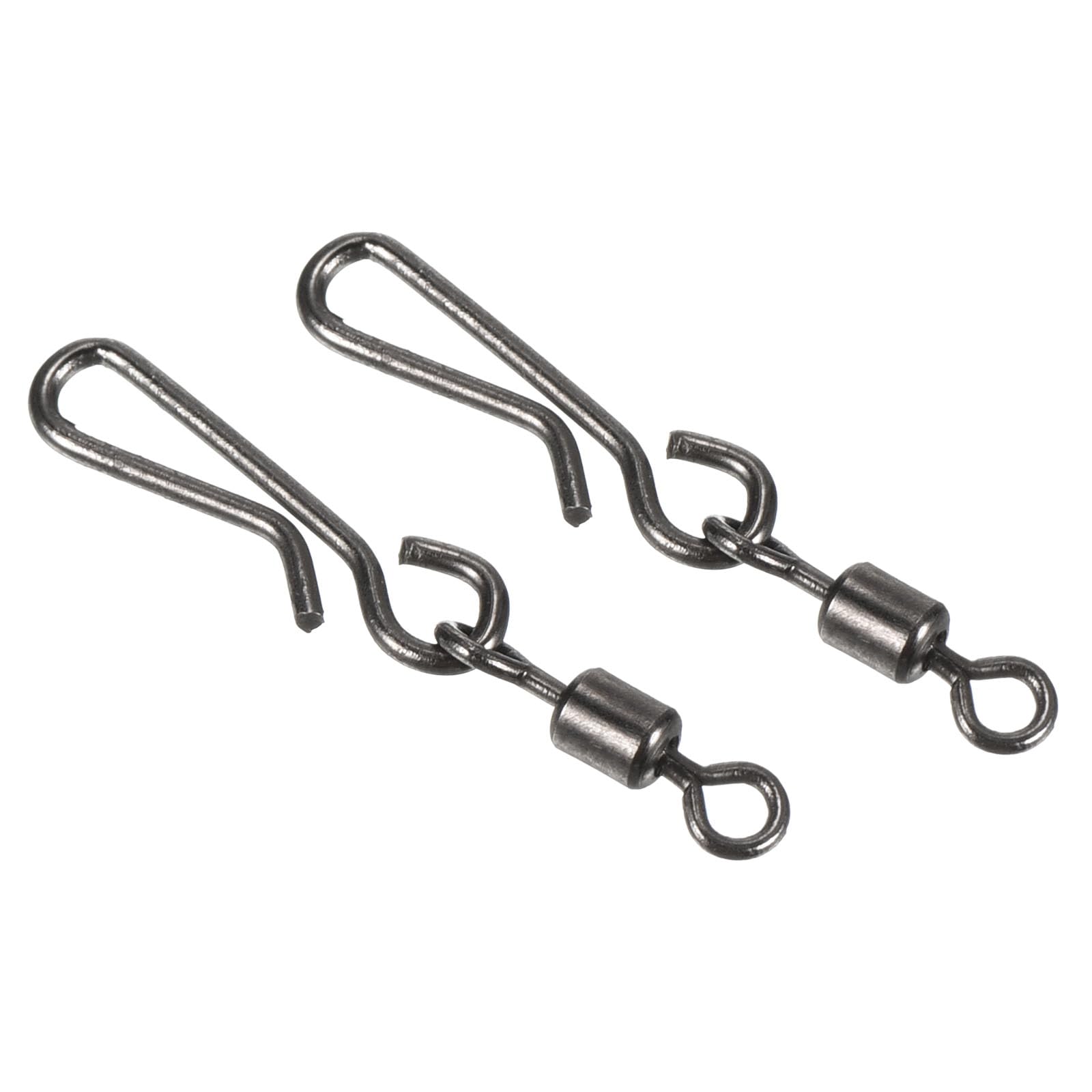 PATIKIL Fishing Rolling Swivel with Hanging Snap, 60 Pack 31lb Stainless Steel Fishing Terminal Tackle, Black
