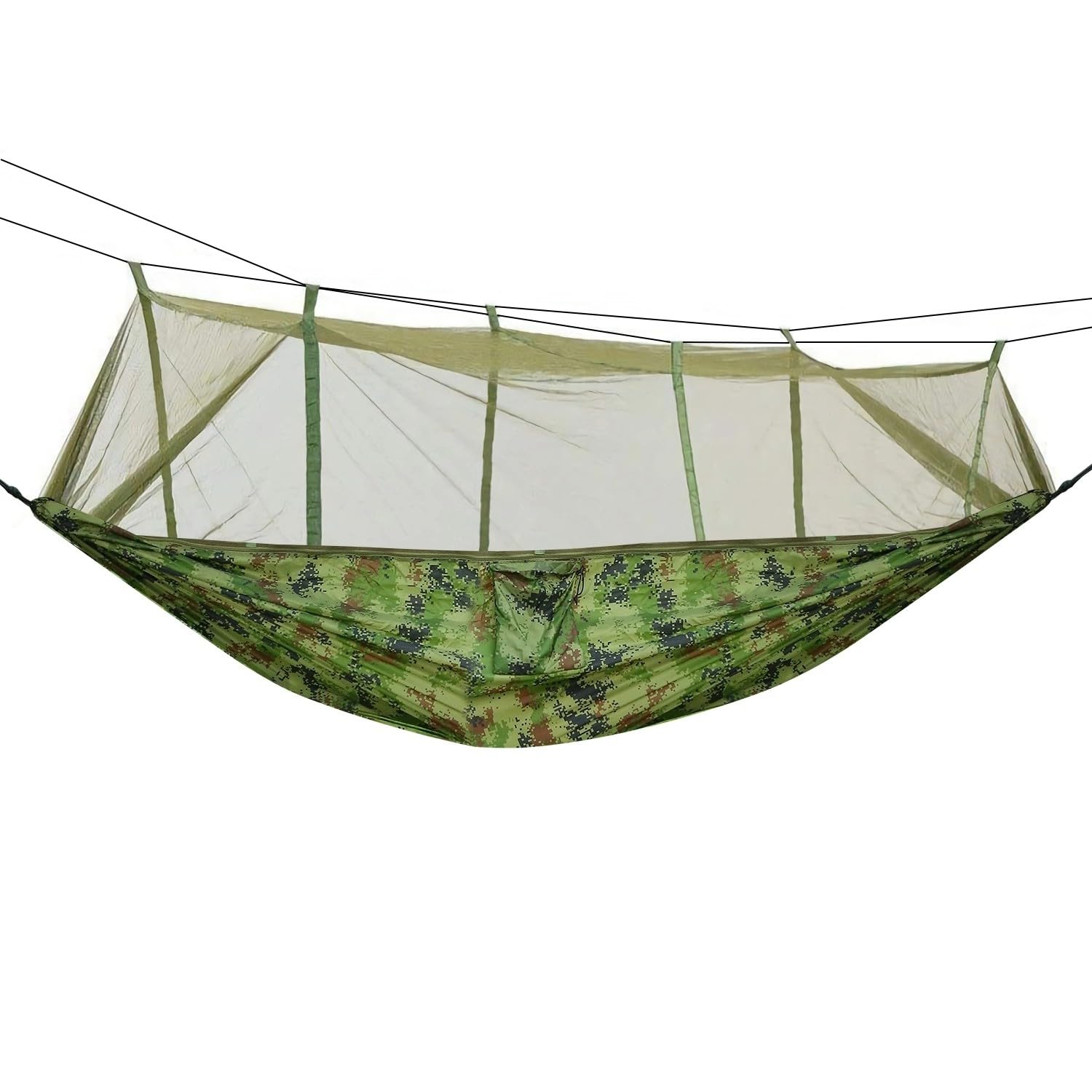 2-Personen-Hängematte mit Moskitonetz, Outdoor, Wandern, Camping, Hommock, tragbares Nylon-Schaukel-Hängebett, 600 Pfund Traglast(Camouflage)