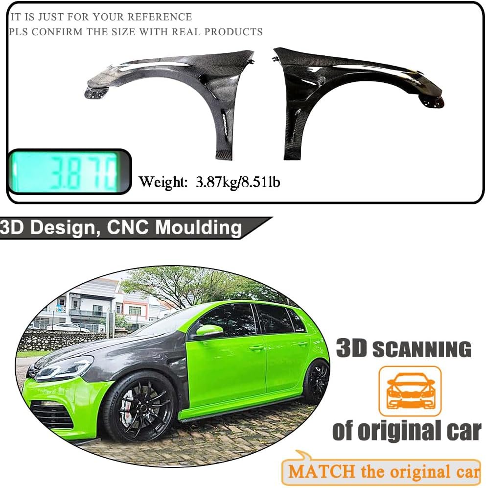 MCARCAR KIT MK6 Carbon Fiber Side Fender Vent for Volkswagen VW Golf 6 MK6 GTI R R20 3Door 5Door Hatchback 2010-2013 Front Air Intake Scoop Cover Trim 1Pair Factory Outlet