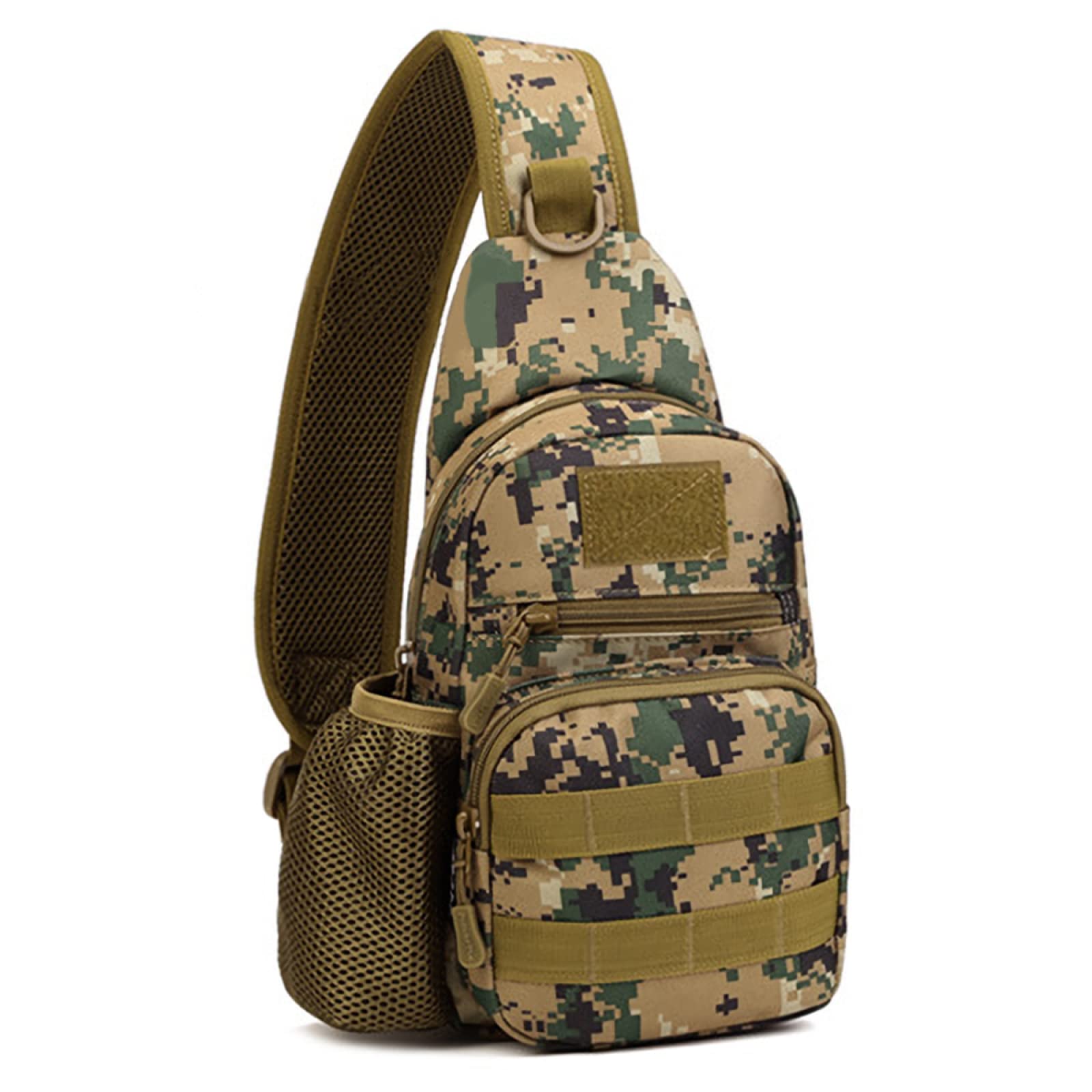 Mochila Táctica Pequeña De Pecho - Bandolera Militar Con MOLLE, Nylon 600D, USB Y Ajuste Cómodo