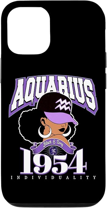 Aquarius 1954 Afro Queen Zodiac Birthday Gifts Case for iPhone 12/12 Pro