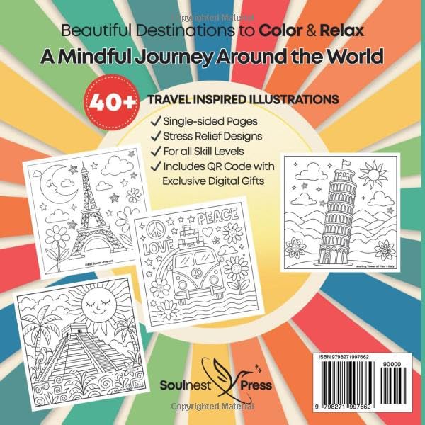 Travel Coloring Book for Adults: Stress Relief & Relaxation Around the World: Beautiful Destinations to Color, Calm Your Mind and Soothe Your Soul (Mindful Coloring & Creative Journey Collection) image 3