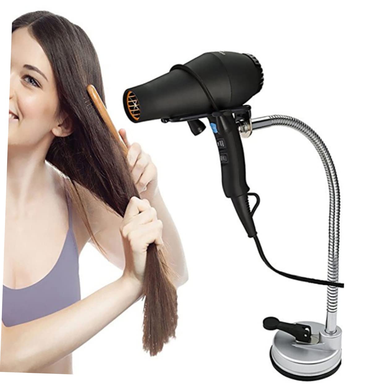 Didiseaon Soporte para Secador de Pelo Ajustable Soporte Manos Libres para Montaje Pared para Baño o Dormitorio