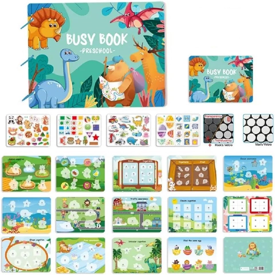 MUMMAMIA DIY Daily Life Quiet Book for Kids, Toddler's Early Learning Stick & Paste Reusable Activity Book to Develop Basic Educational Skills for Children (Preschool)
