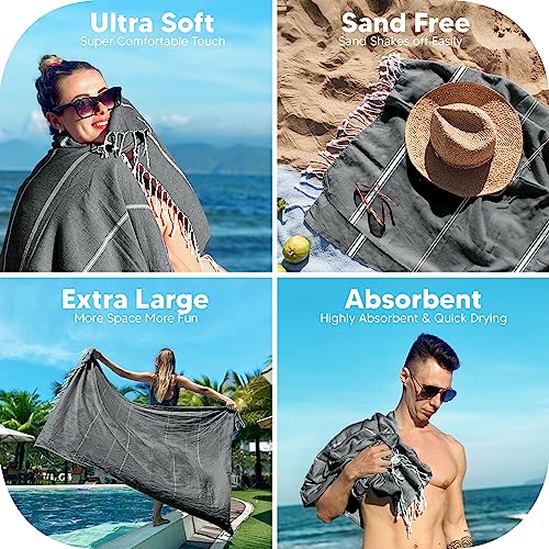 Utopia Towels 2er-Pack Hamamtuch Strandtuch Groß 100x180 cm Saunatuch aus 100% Baumwolle saugfähige und leichte türkische Strandtücher und… – Ansicht 6