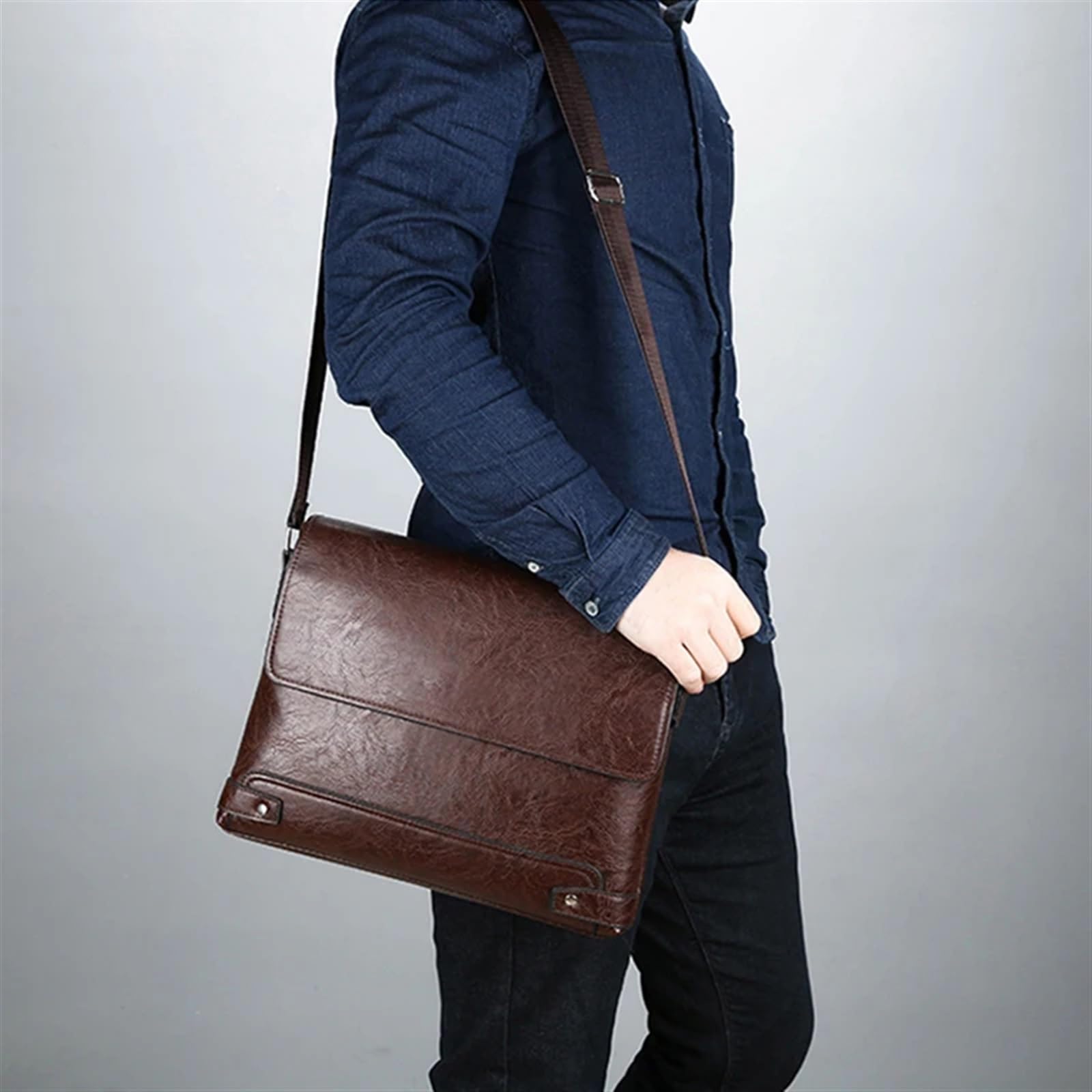 Oficina Maletín de gran capacidad, bolso mano cuero PU, funda protectora for ordenador portátil, cruzado for trabajo negocios Maletín