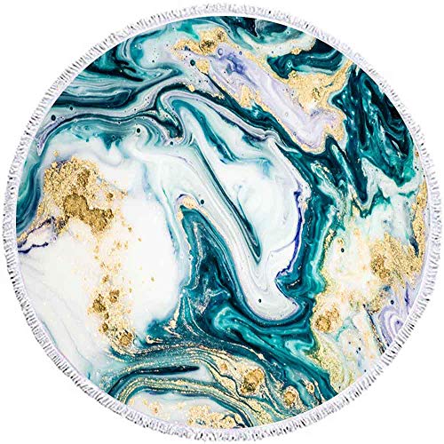 Fullentiart Beach Round Towel,Quick Dry Beach Towel Fluid Art Natural Luxury Magic Effect Ancient Oriental Drawing Technique Kids Beach Towels Beach Towel For Women 60 X 60Inch Microfiber Beach Towel #TOP1