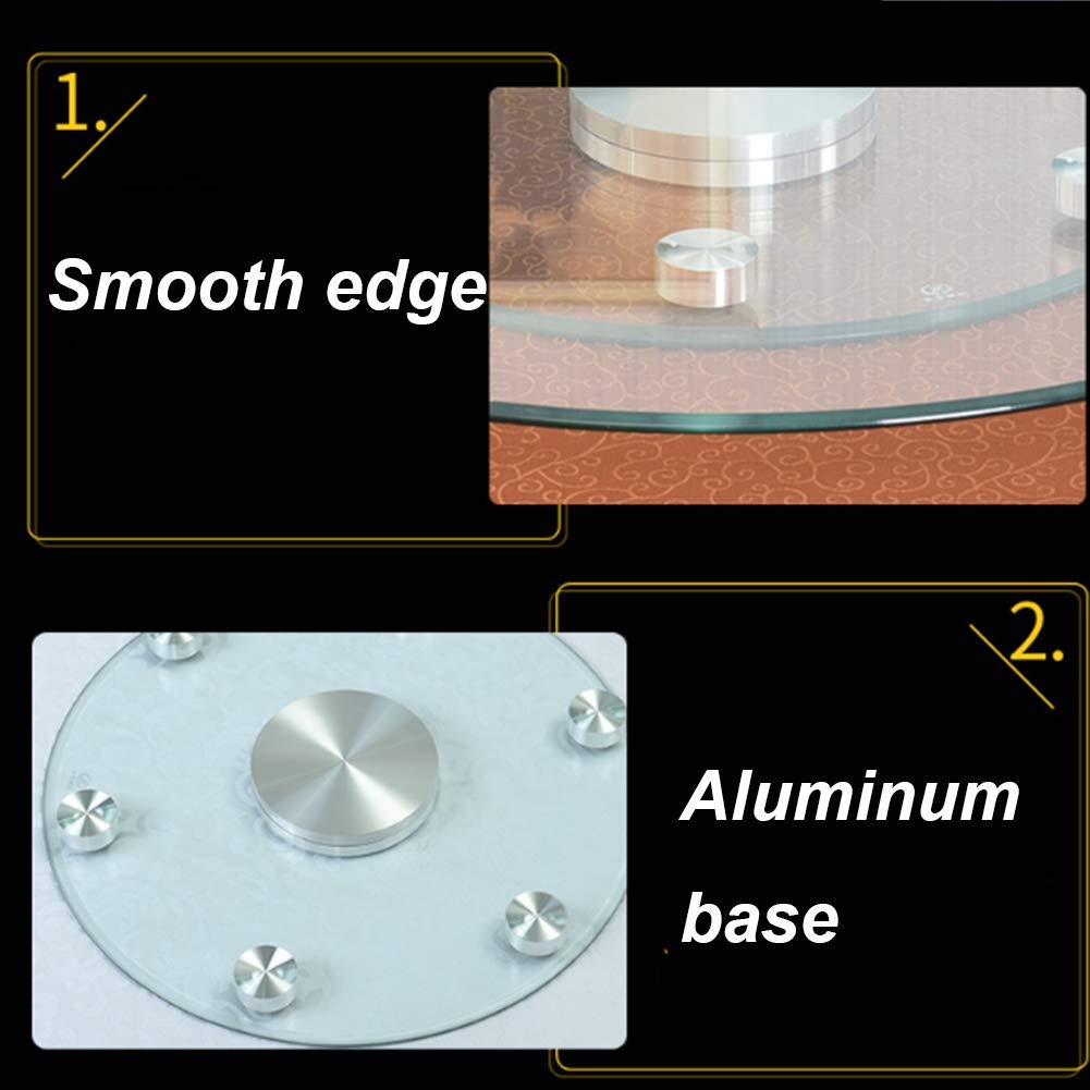Plateau tournant Lazy Susan, Plateau tournant Lazy Susan Plateau de Service Rotatif en Verre Transparent Roulement en Alliage d'aluminium Stable et Non incliné