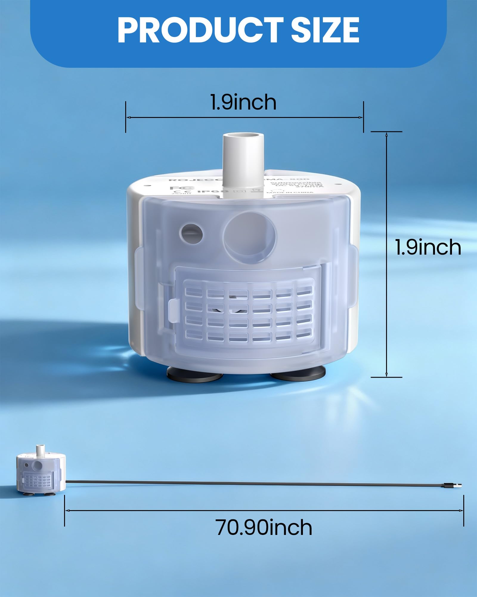 Tomxcute Replacement Pump for Cat Water Dispenser, Compatible 108oz/3.2L and 135oz/4.0L Automatic Stainless Steel Pet Fountain, Super Quiet Dog Fountain Water Pump - White