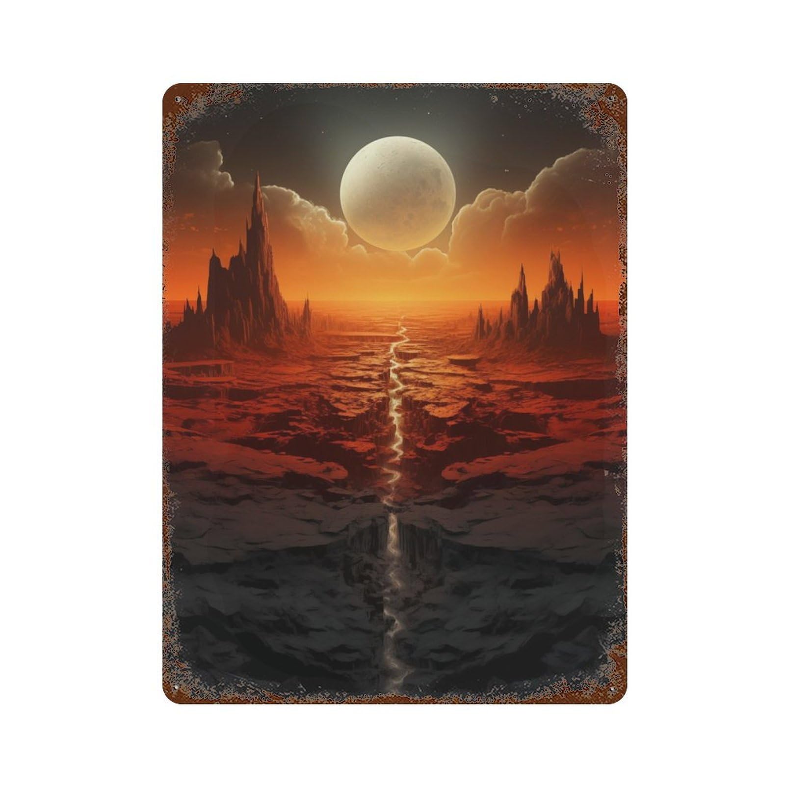 Garage Style Epic Alien Planet Distressed Metal Wall Sign 15.7"x11.8", Novelty Wall Decor for Bar And Workshop