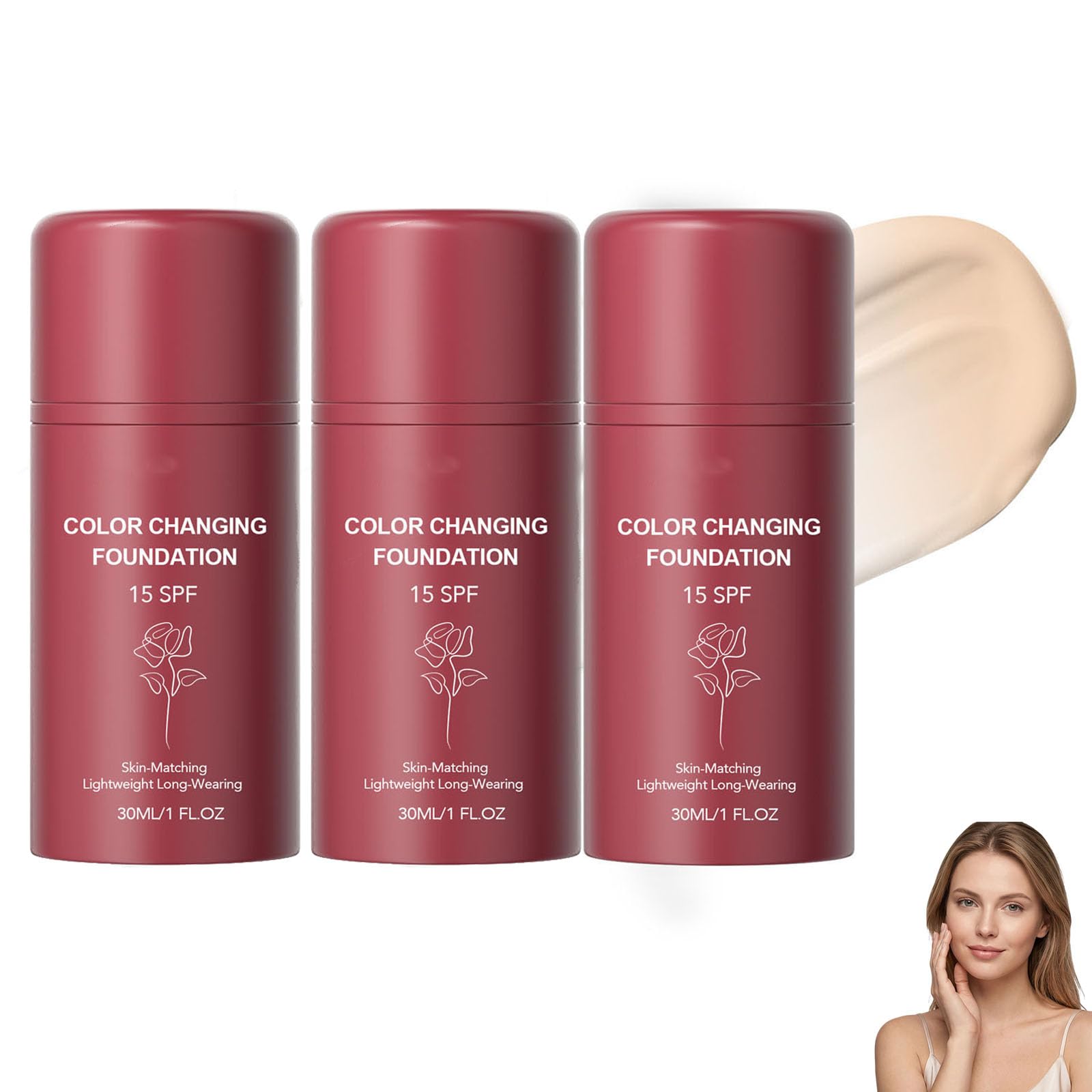 Foundation Korean, Color Changing Foundation, Flawless Color Changing Foundation Makeup Base Moisturizing Liquid, Natural Moisturizing Concealer, Sunscreen for All Skin Types (1PCS) — view 10