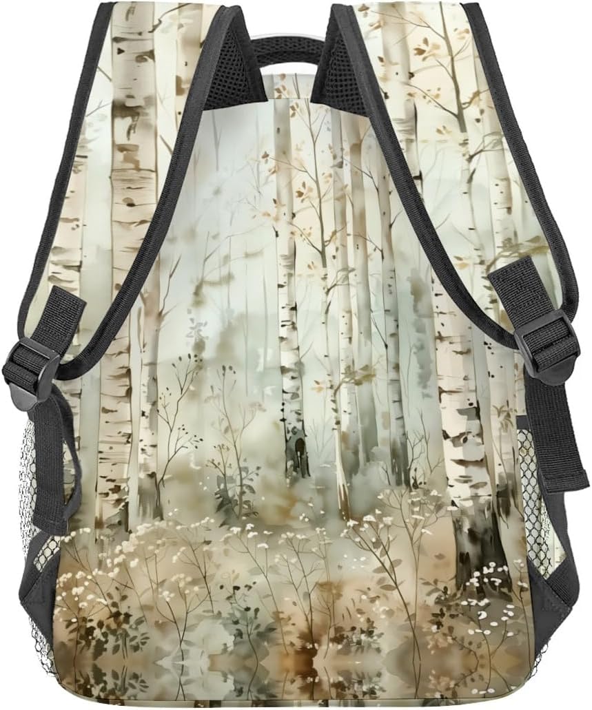 Birch Tree Backpack,Serene Forest Polyester Backpacks,Lightweight Double Shoulder Back Pack for Adults,Foliage Bookbag,School Bag Gifts,Casual Travel Daypack Book Packs image 4