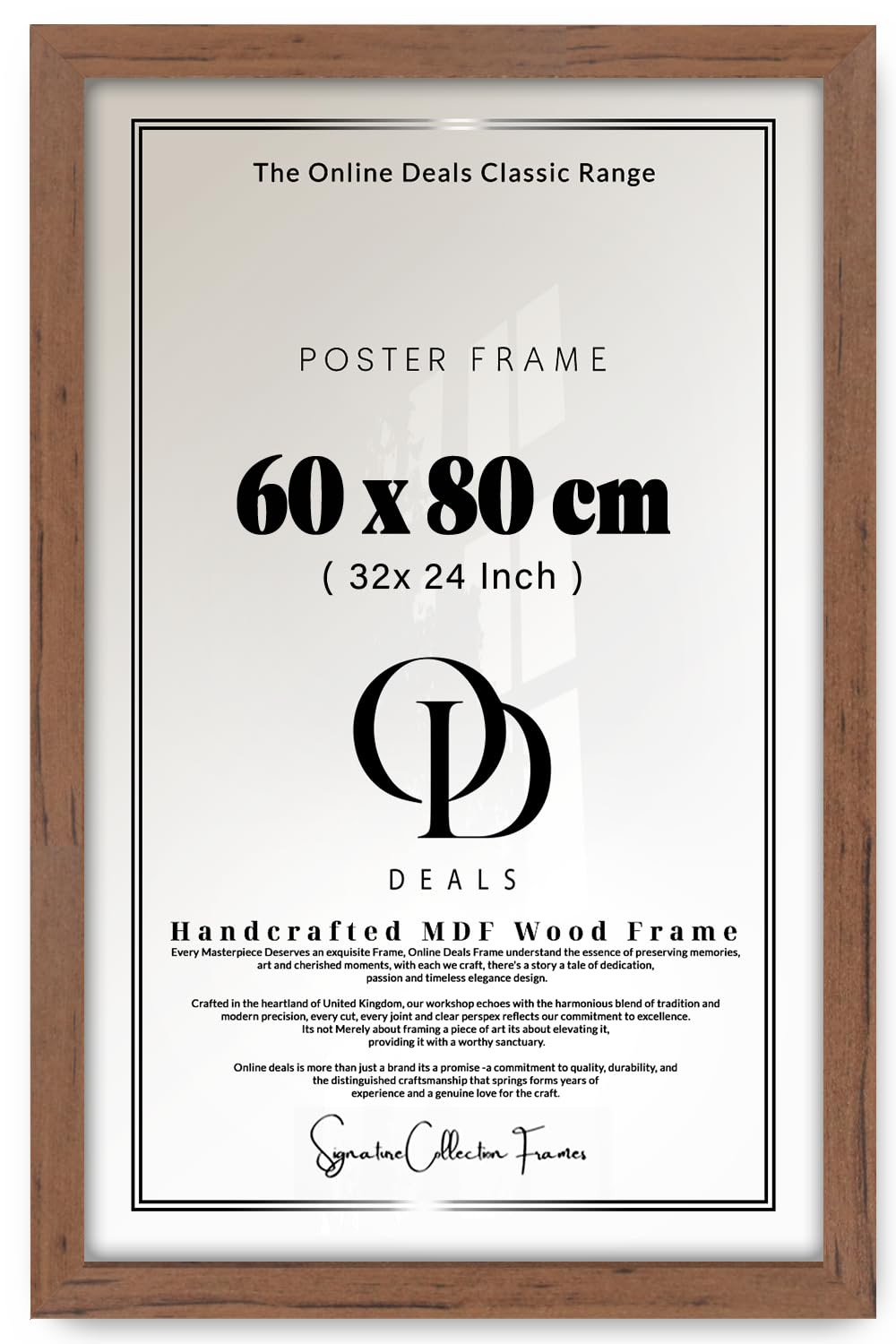 OD Deals 60x80 cm (23.6x31.5 Inch / 600x800 mm) MDF Poster Frame | Rich Walnut Wall Frame with Shatterproof Acrylic Front (Walnut)