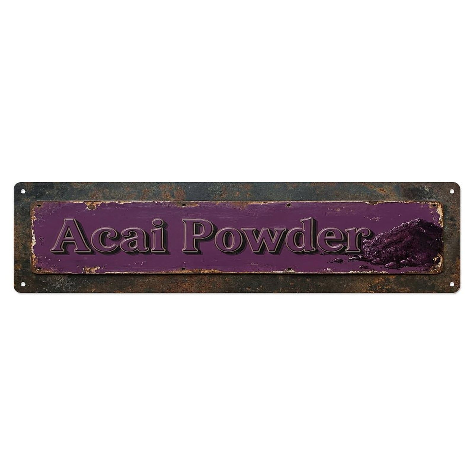 Vintage Acai Powder Superfood Farmhouse Metal Tin Sign