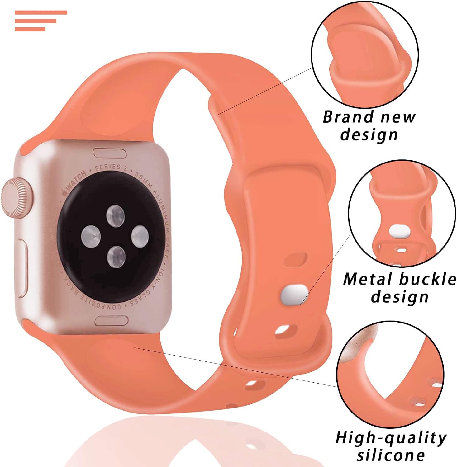 TopPerfekt Silicone Strap Compatible with Apple Watch Strap 38mm 40mm 41mm, Series 10/11 42mm - Image 3