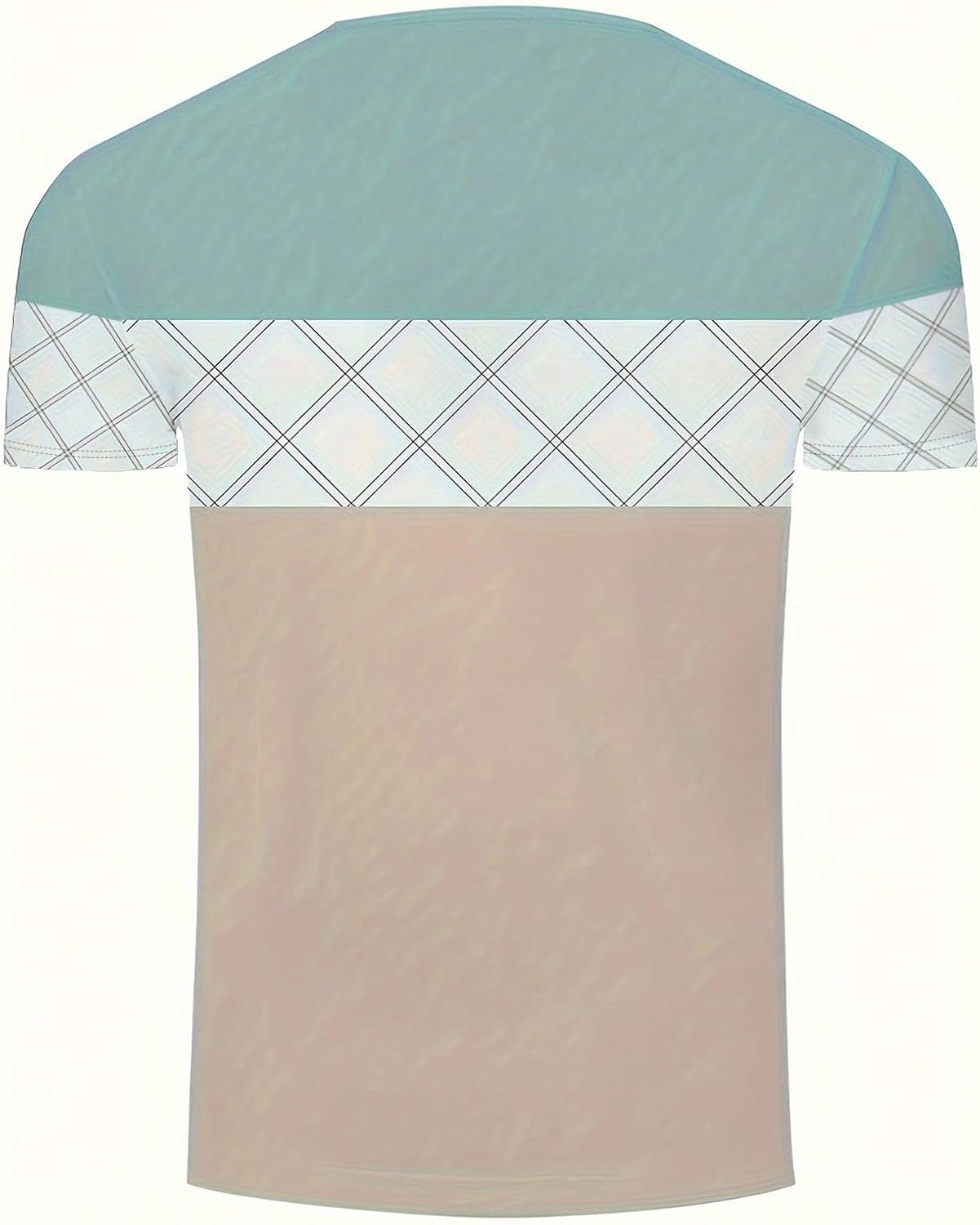 Men's Color Block Short Sleeve Shirts Geo Print Round Neck Casual T-Shirt Summer Tee Tops - Image 2