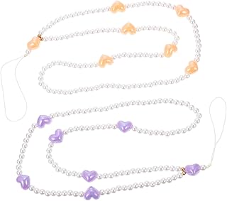 Mikinona 2 Peças De Corrente De Telefone Móvel De Pérola Linda Alça De Telefone Cordão De Telefone Com Contas Decoração De Telefone De Pérola Cordão De Telefone Com Contas Pingente De