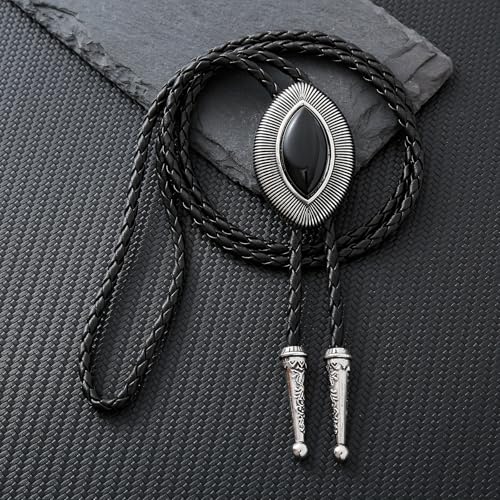 Image of Btilasif Bolo Tie Brown for Men, Scorpion Luminous Stone Cowboy Tie Western Leather Necktie Necklace for Women