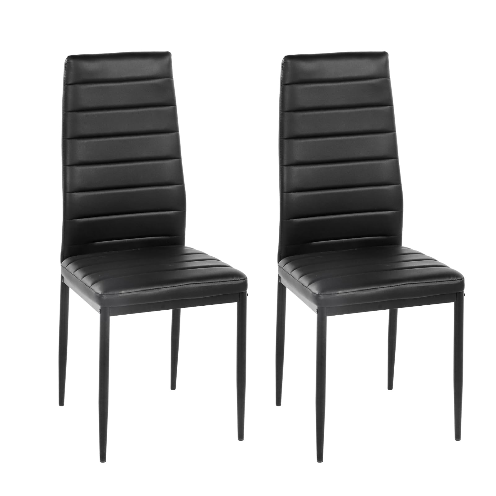 Jooli H Set of 2 Modern Dining Chairs with Chrome Legs and High Back Padded