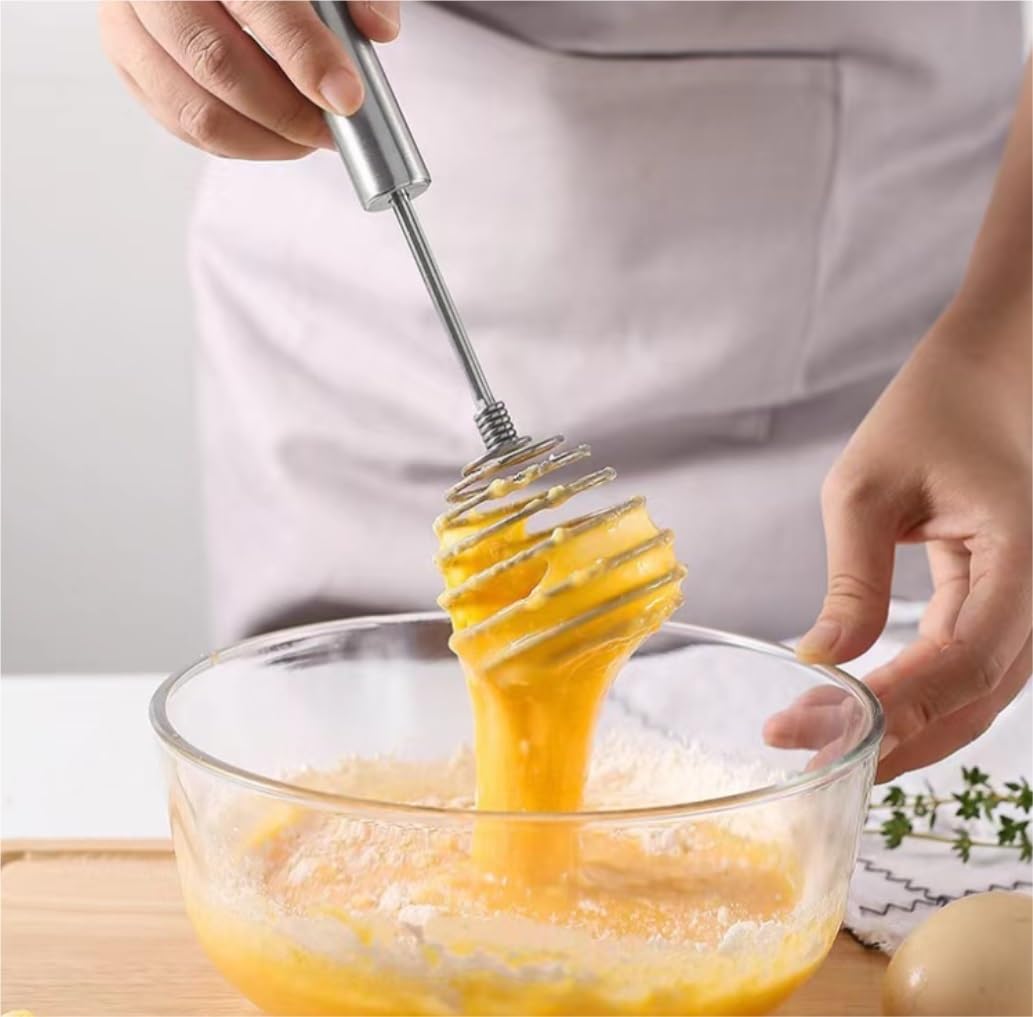 Varillas de Batir para Cocinar Batidor De Huevos Manual De Acero Inoxidable, Batidor De Huevos En Espiral con Resorte, Suministros De Cocina, Batidor De Bolas Huevos, Espumar, Batir