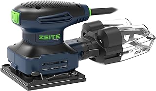 ZEITE 2.4 Amp 1/4 Sheet Sander with 12Pcs Sandpapers, Electric Palm Sander for Woodworking, 10 Ft Cord, 14000 OPM, Vacuum Attachment, Cyclonic Dust Box for Wood Polishing Sanding