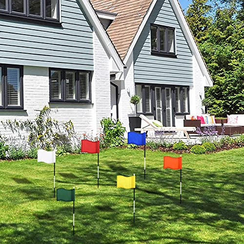 Oudain 6 Pcs Golf Flag Golf Target Flag With Tube Inserted Waterproof Putting Golf Flags 420D Nylon Mini Pin Flags For Yard Indoor Outdoor Backyard Garden Portable Golf Flag, 8 X 6 Inch (Bright Color) #TOP4