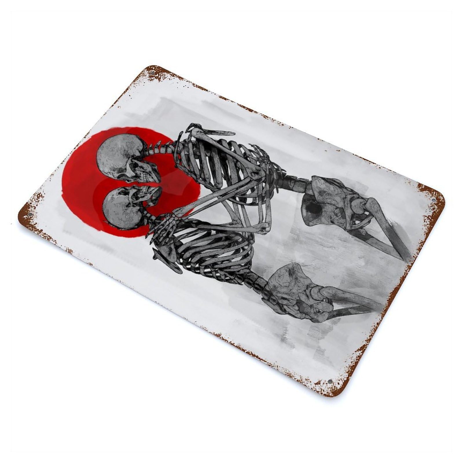 Under The Blood Moon 11.8"x7.9" Rust Effect Tin Sign, Industrial Home Decor for Living Room, Hallway And Home Decor