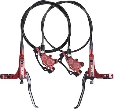 ThinkTop Bike 4 Piston Hydraulic Disc Brake, CNC Machining MTB Bicycle Oil Pressure 4 Piston Driving Brake Caliper, Left Front 800/Right Rear 1400mm