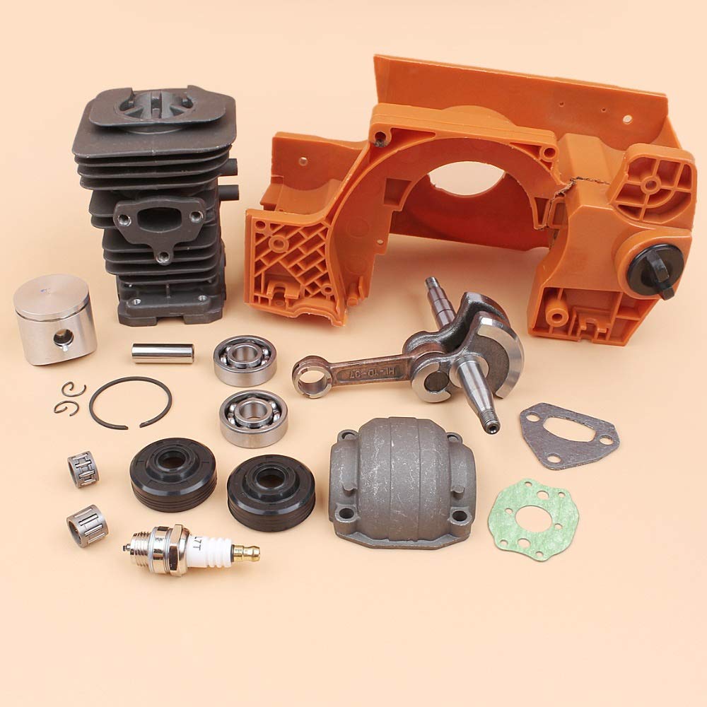Tiempo Beixi Sello de Aceite del cigüeñal Cilindro de pistón Crancase Pan Juego de cojinete Compatible con Husqvarna 137 142 Motosierra Motor Motor de Piezas de Repuesto