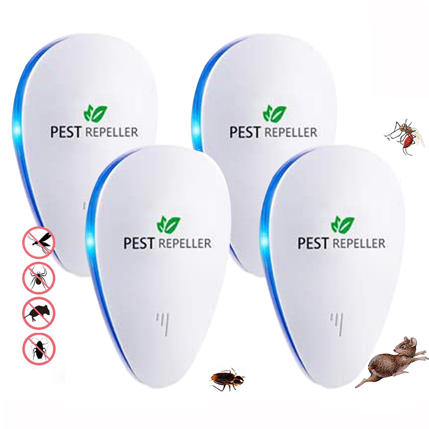 Répulsif à ultrasons 2025, répulsif à moustiques à ultrasons et contrôle électronique anti-souris, mouches, cafards, araignées, fourmis, sans danger pour animaux domestiques et humains(paquet