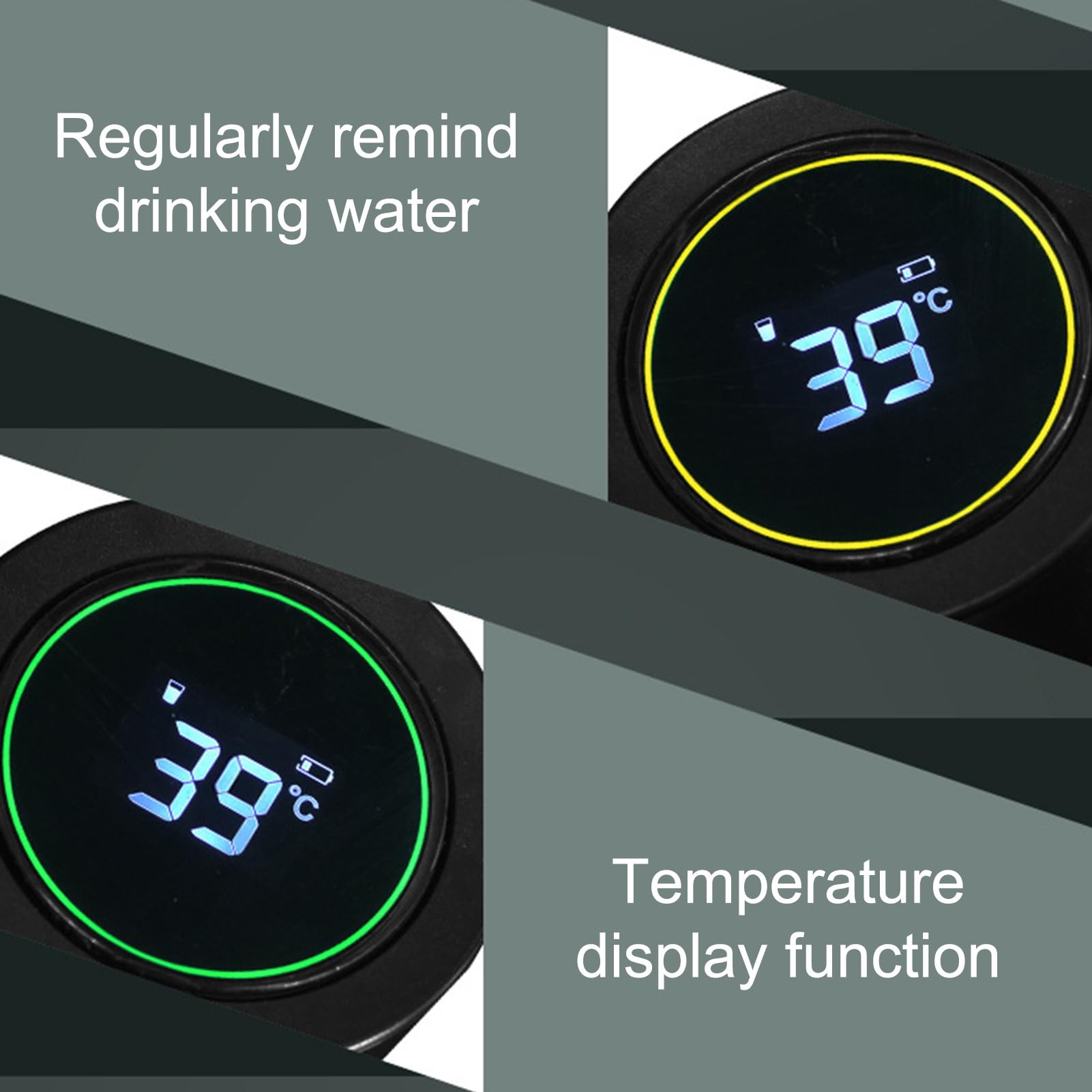 Borraccie In Acciaio Inossidabile - Display LED per la Temperatura della Termica - Fondo Antiscivolo, Bocca Larga, Isolata In Acciaio Inossidabile,Per Viaggi, Outdoor, Ciclismo, Fitness