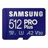 Samsung PRO Plus microSD Memory Card + Adapter, 512GB microSDXC, Up to 180 MB/s, Full HD & 4K UHD, UHS I, C10, U3, V30, A2, for Android Smartphones, Tablets, GoPRO, and DJI Drone (MB MD512SA/AM)