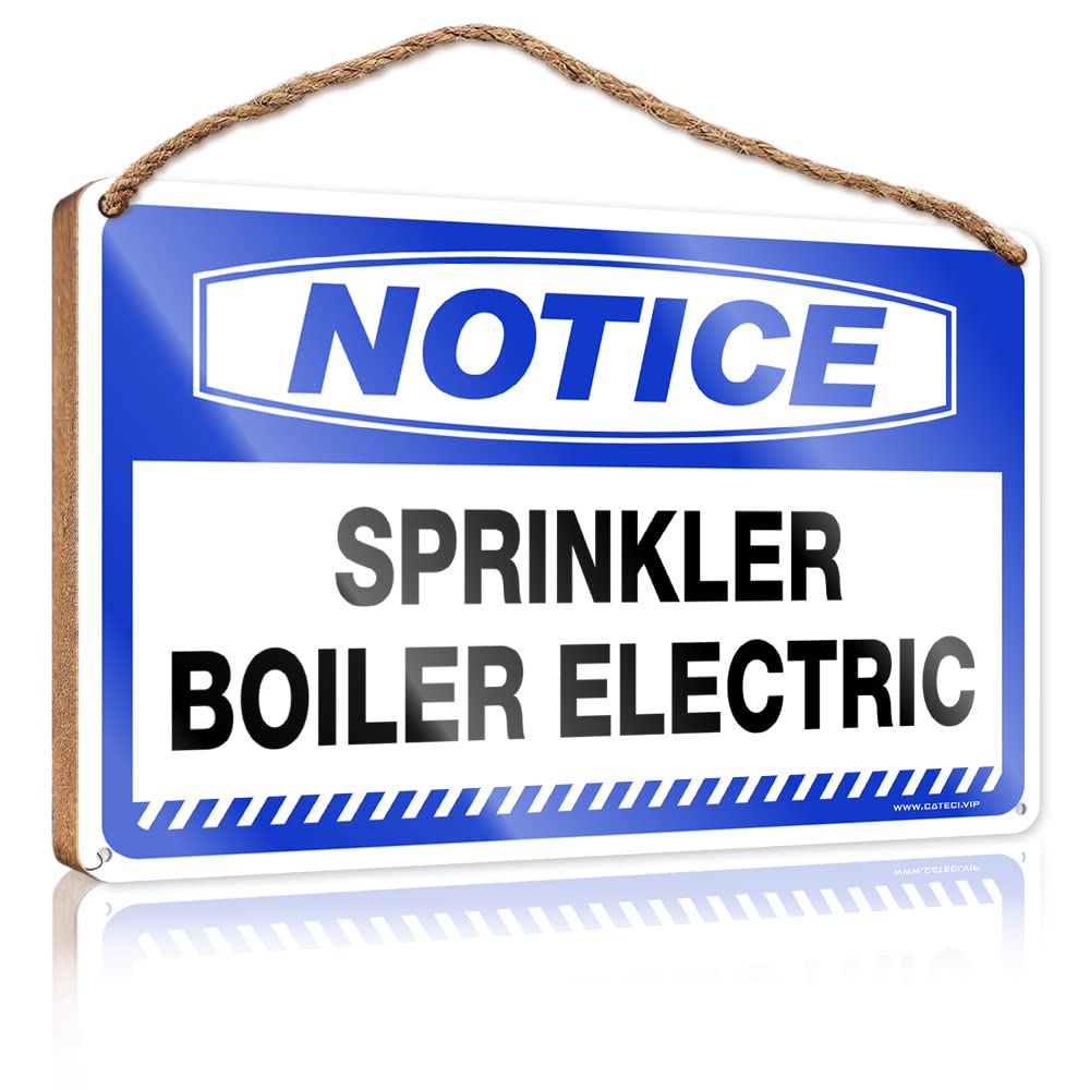 FZFN Hanging Plaque Sign Notice Sprinkler Boiler Electric Wooden Sign Wood Home Sign Outdoor Wooden Signs(23X35CM)