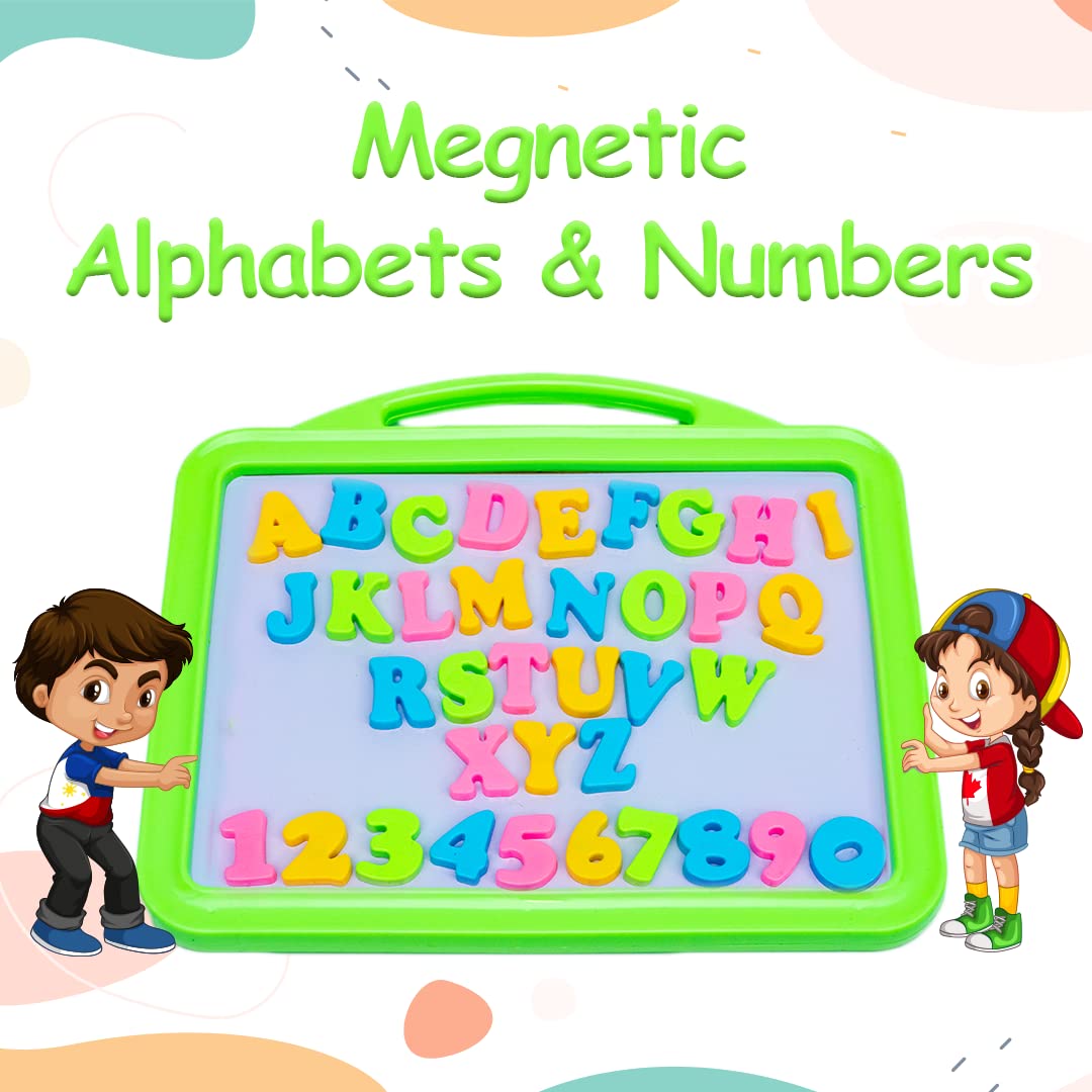 Avis Lovely Magnetic Slate | Double Sided Slate with Colorful Magnetic Alphabets & Numbers for Kids (Green) 2