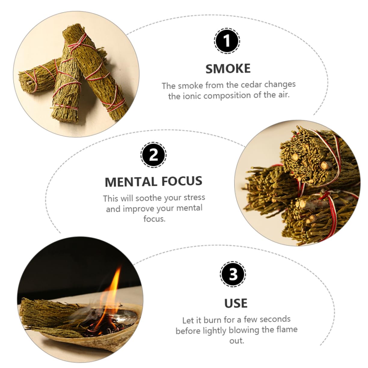 ABOOFAN 3 Stück 3 Zedernstock Ritual ritals Vitality Zedernholz für die Meditation natürlicher holzstäbchen Reine Zedernstäbe Aroma-Stick organisch Zauberstab Räucherstäbchen Heu