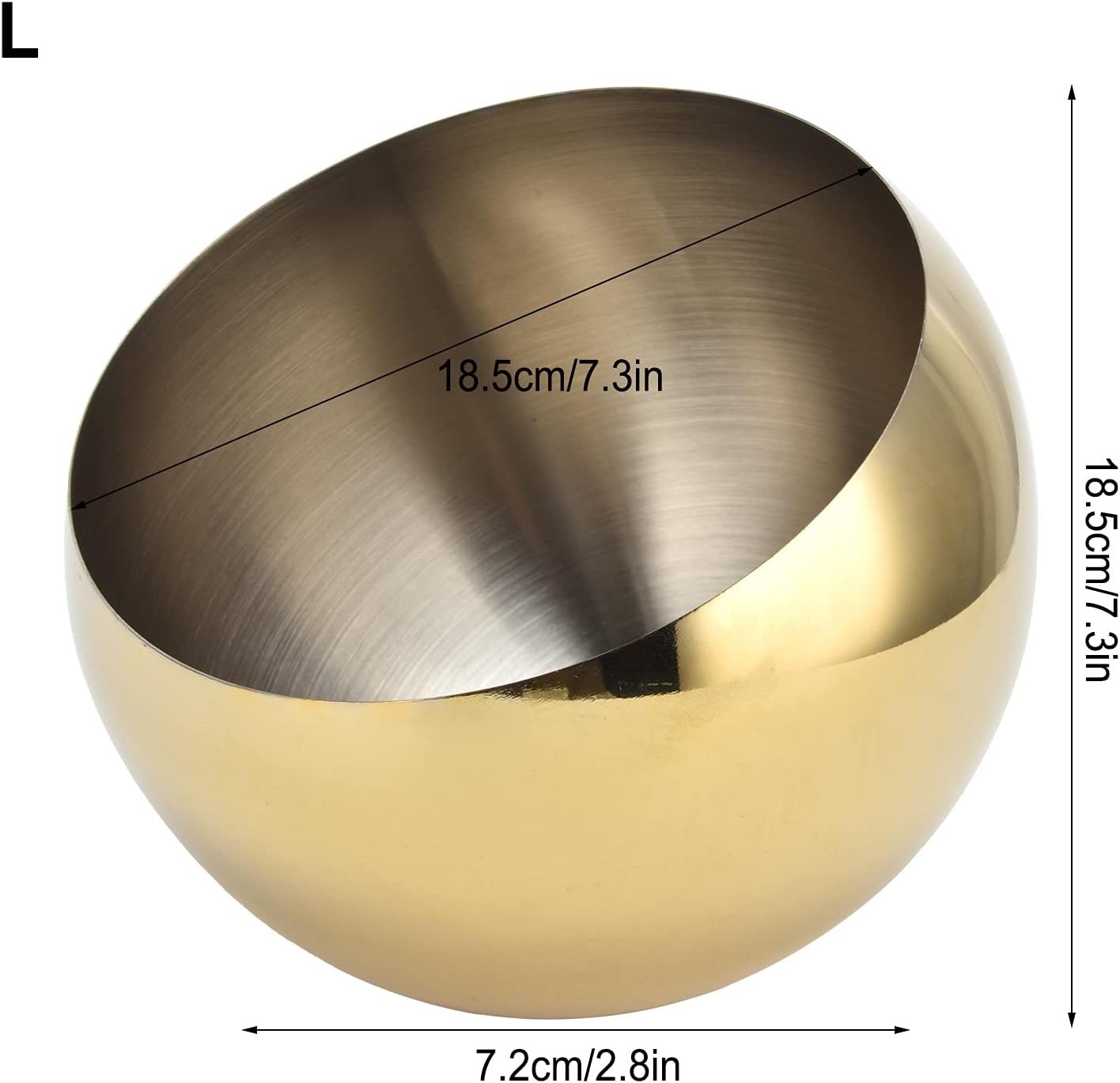 Stainless Steel Sugar Bowl, Golden Sugar Cube Holder Brushed Metal Oblique Sugar Bowl Large Spherical Condiment Container for Restaurant Home Kitchen Party(L)