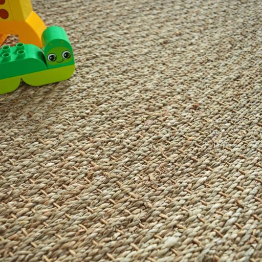 Tapis Jonc de mer - Varana panama - Ganse coton anthracite - 120 x 170 cm