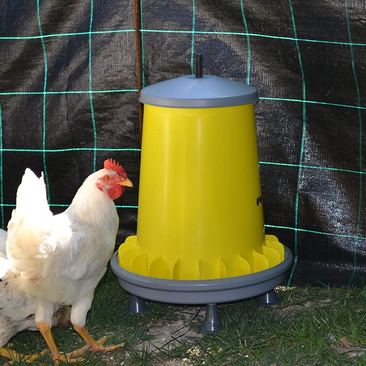 Mangiatoia a tramoggia per galline ARCUS GYRO - capacità 20 litri - con alette antispreco, asta filettata e piedini